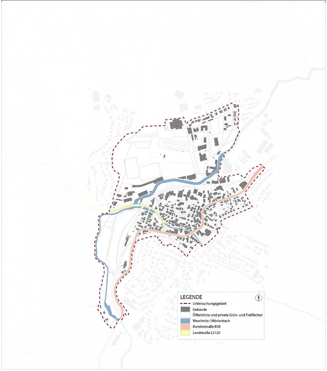 Karte des Fördergebiets „Lebendiges Zentrum Mörlenbach-Mitte“ – Lebendige Zentren 