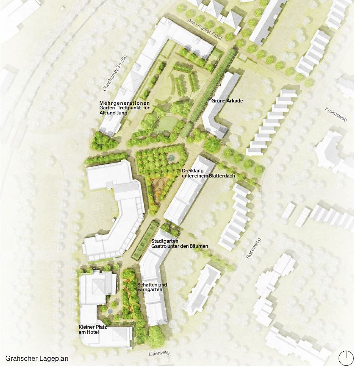 Lageplan des Houiller Platzes in Friedrichsdorf