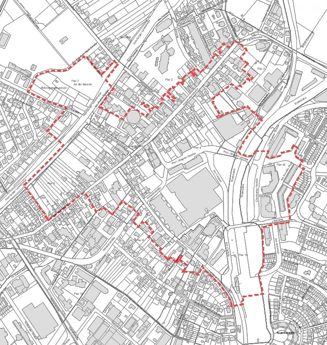 Karte des Fördergebiets „Innenstadt Friedrichsdorf“ – Lebendige Zentren