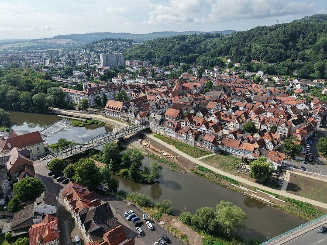 Luftbild der Altstadt von Rotenburg an der Fulda