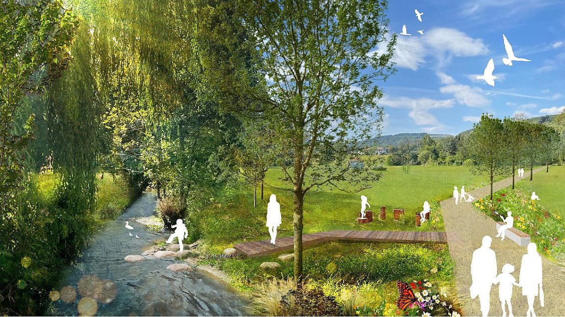 Visualisierung Umgestaltung Mergbachaue