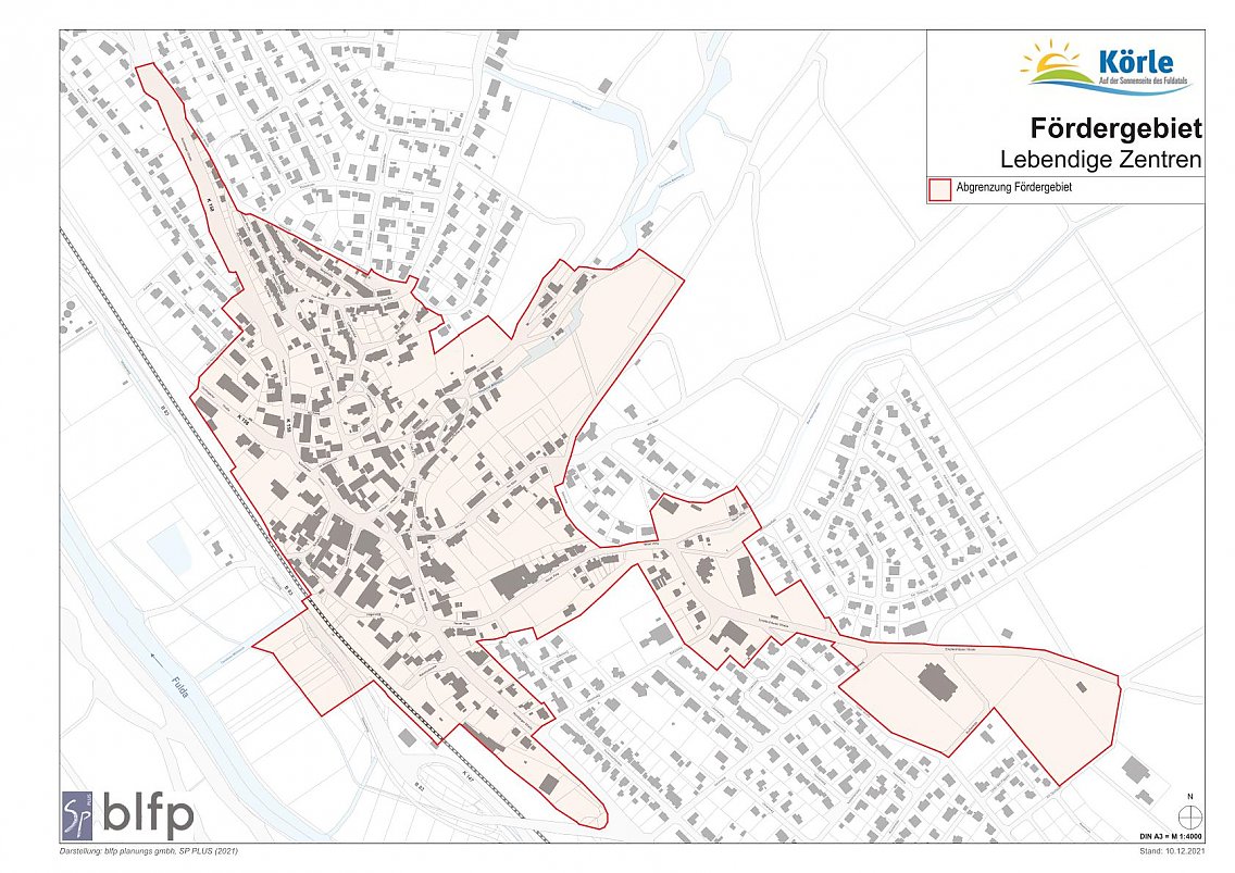 Fördergebiet „Ortszentrum Körle“ – Lebendige Zentren (Plangrundlage: Gemeinde Körle)