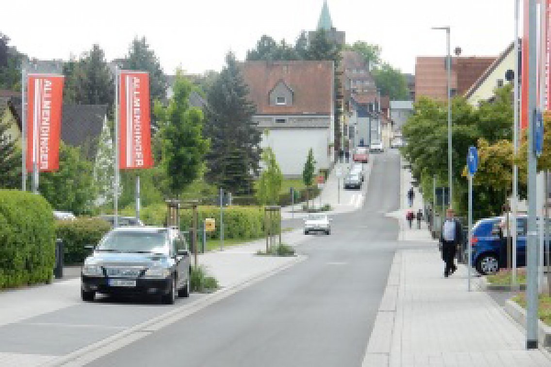 Die neugestaltete Bahnhofstraße in Grünberg