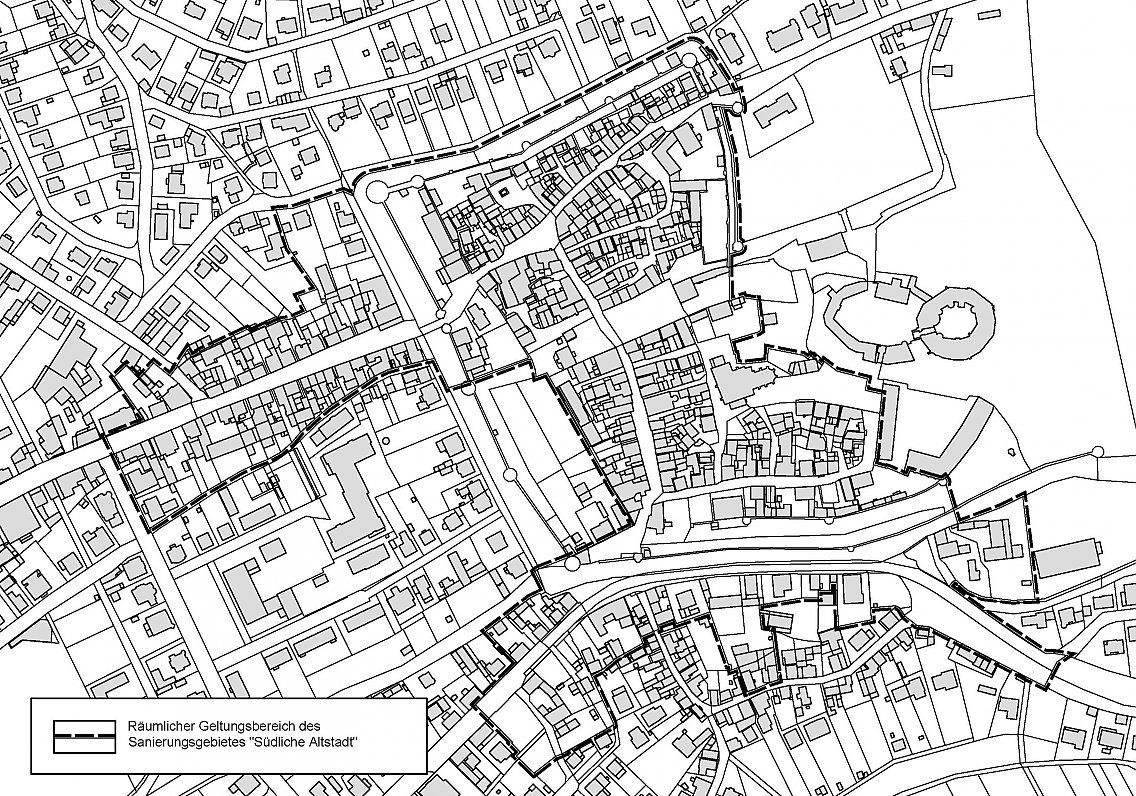 Karte des Fördergebiets „Südliche Altstadt“ Büdingen