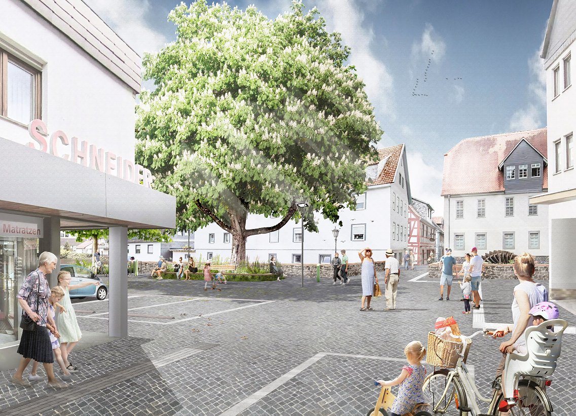 Visualisierung Neugestaltung Platz am Wehr in Nidda