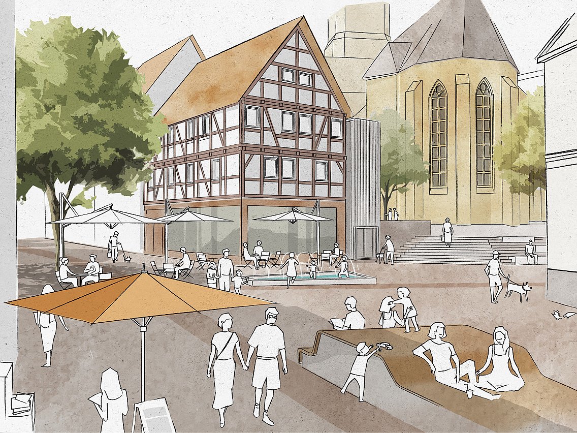 Visualisierung des zukünftigen Marktplatzes in Bad Wildungen